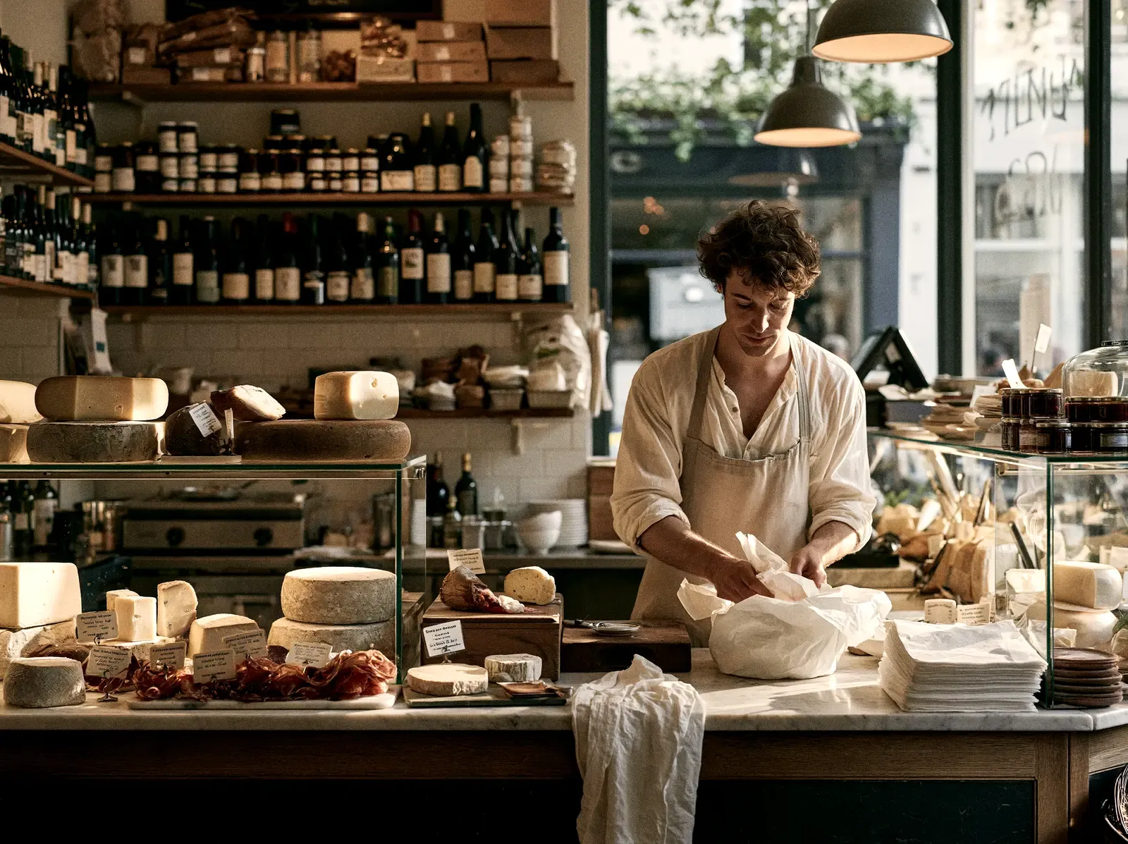 Étal d'une épicerie fromagerie